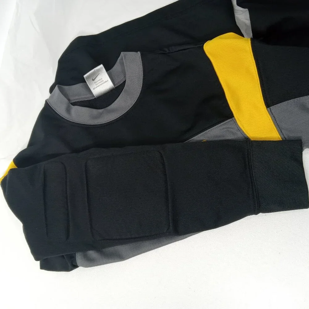 NIKE Gray Black Polyester Padded Elbow Performance Jersey Shirt Boys Size Medium